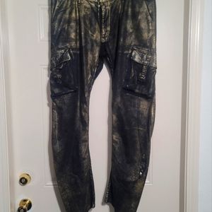 EUC - Robin's Jeans Black and Gold Cargos sz 36